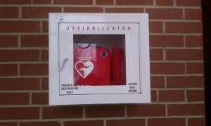 Check out the label on this AED cabinet